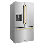 Zline 36 In. 28.9 Cu. Ft. Standard-depth French Door External Water Dispenser Refrigerator With Dual Ice Maker In Fingerprint Resistant Stainless Steel