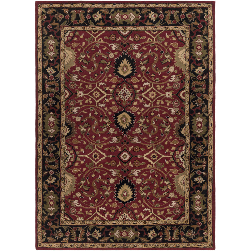 Graziani Oriental Hand-Tufted Wool Burgundy/Black Area Rug, Rectangle 8' x 11'
