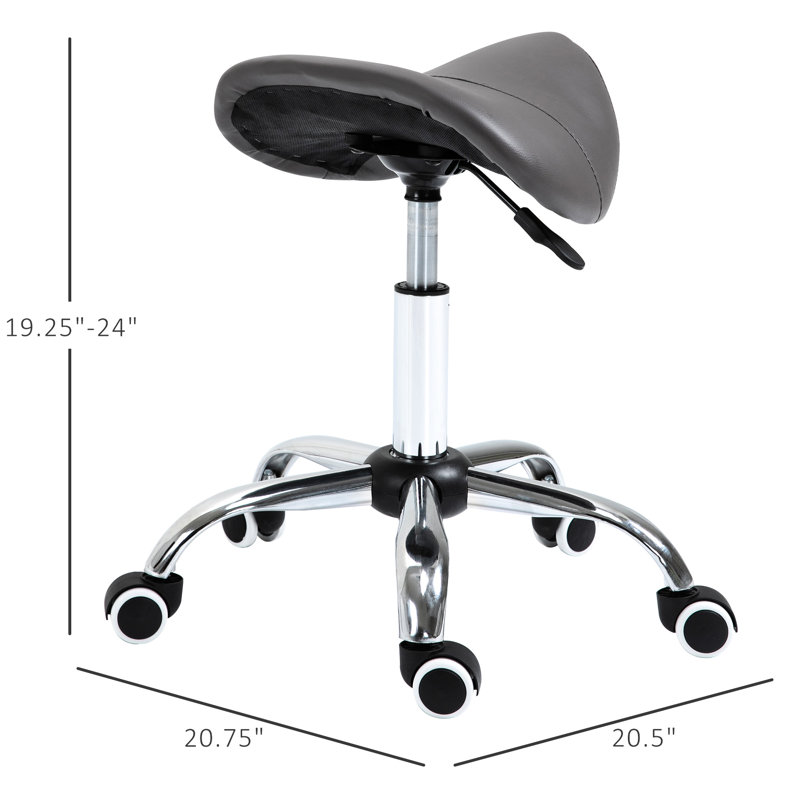 360-degree Swivel Saddle Chair, Pu Leather, Height Adjustable, For Architect Offices, Grey Hydraulic Seat, Ergonomic Design, Adjustable Height, Tattoo Parlors