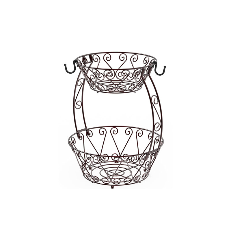 Rangement à 2 niveaux pour panier de fruits, bronze
