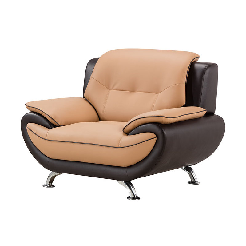 Sulayman Faux Leather Armchair, Yellow/Brown Faux Leather