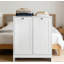 Armoire pour panier à linge inclinable avec panier amovible, rangement pour salle de bain autoportant, blanc
