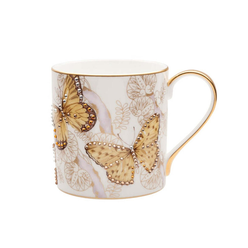 Butterfly Jeweled Bone China Coffee Mug