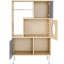 Bibliothèque pour chat avec rangement - sophistiquée moderne, naturel + blanc, 42,79 po Hauteur, profondeur 27,92 po, largeur 15,39 po, poids chic 66,66 lb, poids, largeur