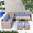 6-piece All Weather Pe Rattan Sofa Set With Adjustable Seat, Storage Box, Removable Covers And Tempered Glass Top Table