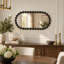 Miroir mural ovale Marlowe en fer doré et perles 18 x 36 po-136062888