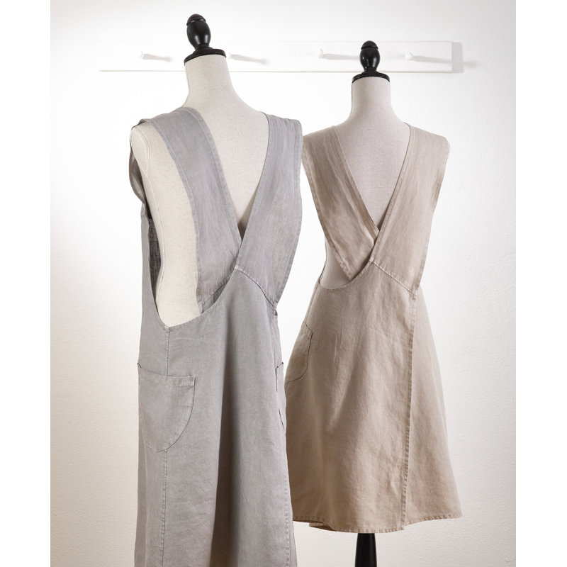 Tablier en lin Myron Crossback, Taupe