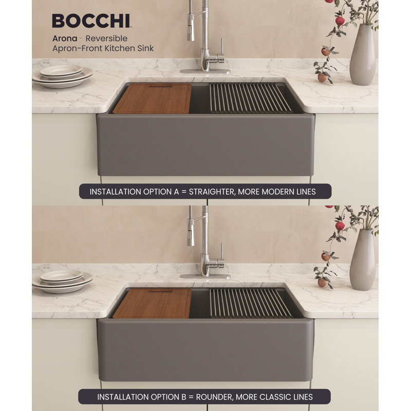 Arona 33'' L Single Basin Kitchen Sink, Concrete Gray