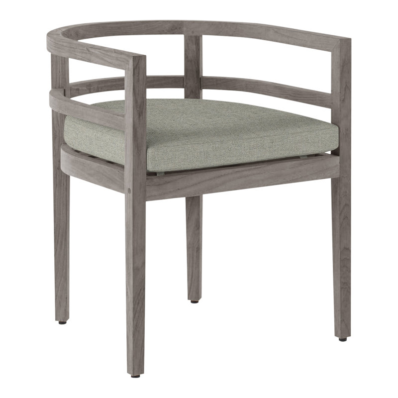 Chaise avec accoudoirs d'extérieur en teck Santa Barbara, Pas de soudure, Perigold ‑ jeu sauge, Teck huître