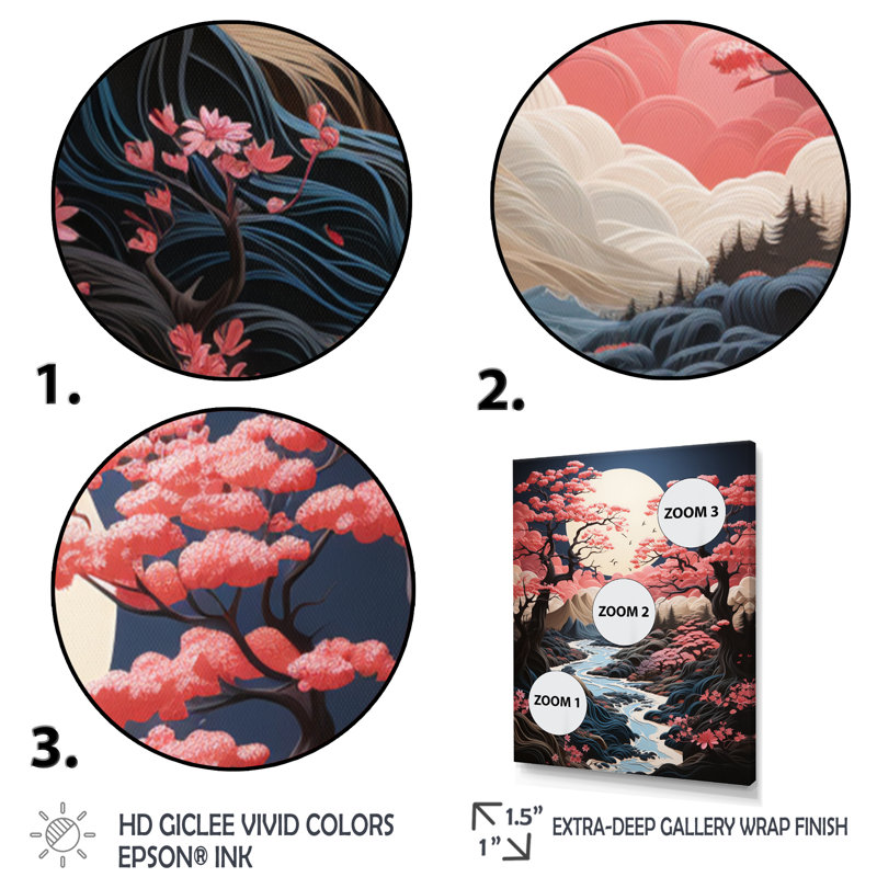 «Pink Forest Eernal Resilience Papercut», art mural sur toile, H 44 po x l 34 po x P 1,5 po, Cadre photo blanc