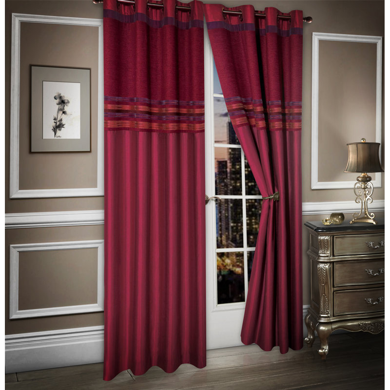 Jarrell Curtain, 225cm Width, Red