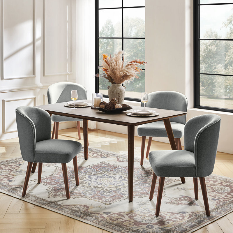 14cm H Upholstered Upholstered Back Dining Chair, Grey, 4