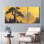 Paysage de montagne avec pin et réflexion sur toile tendue, reproduction de peinture à l'huile (ensemble de 3)-118681260