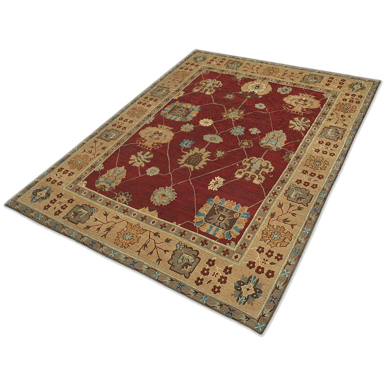 Dorset Hand Woven Wool Floral Area Rug, Rectangle 6' x 9'