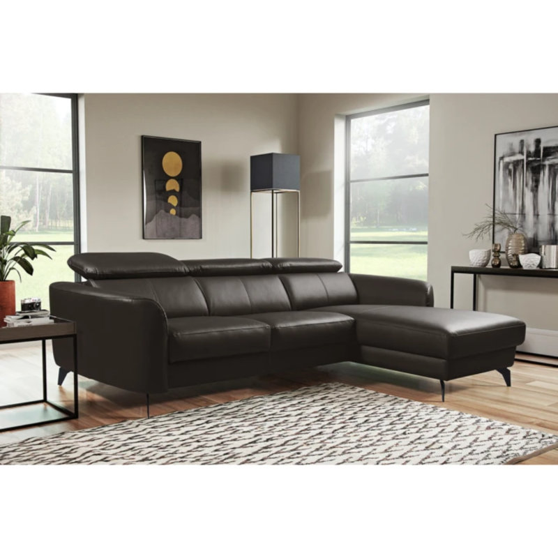 Hales 3 Seater Corner Sofa , Dark Brown, Right Hand Facing