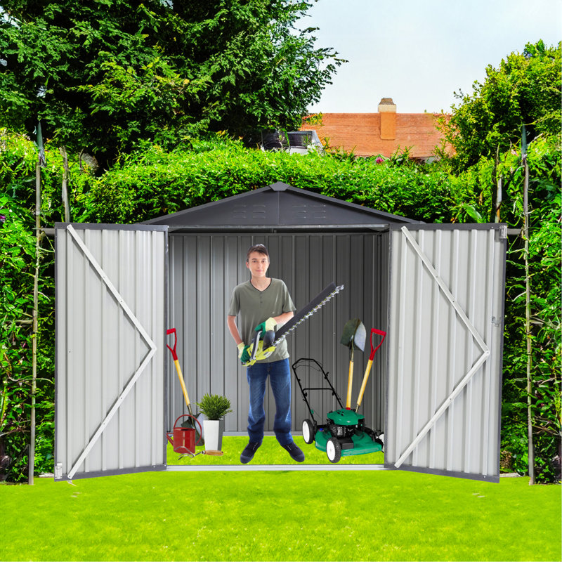 Remise de rangement de jardin en métal gris blanc 6X4x6ft