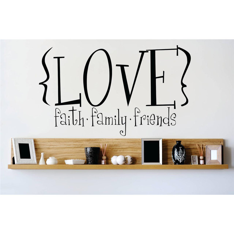 Décalcomanie murale amis love foi, Noir, H 14 po x l 30 po x P 0,16 po
