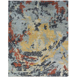 Wool Abstract Area Rug in Blue/Brown/Red