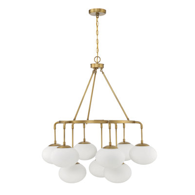Lustre 9 lumières Meridian en laiton naturel