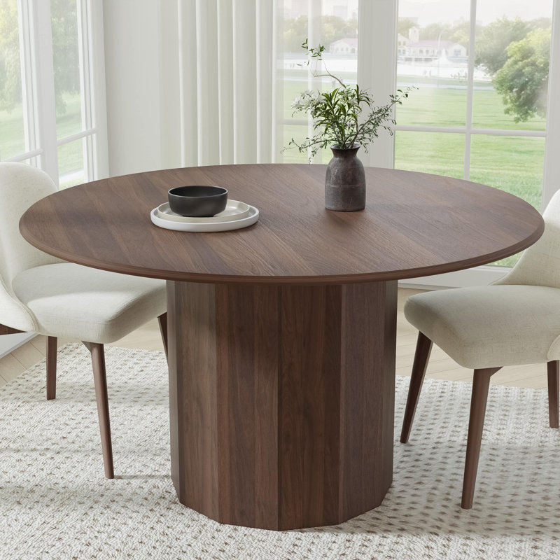 Table de salle à manger en bois massif, H 30 po x L 52 po x l 52 po, Noyer