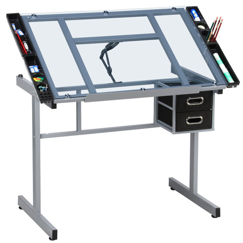 Rectangle Height Adjustable 104cm L Training Table with Casters