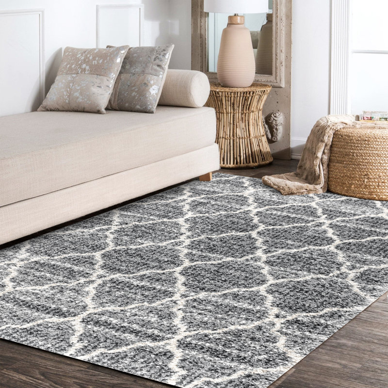 Tapis gris clair / ivoire Doster Ogee, Rectangle 3 pi 11 po x 6 pi