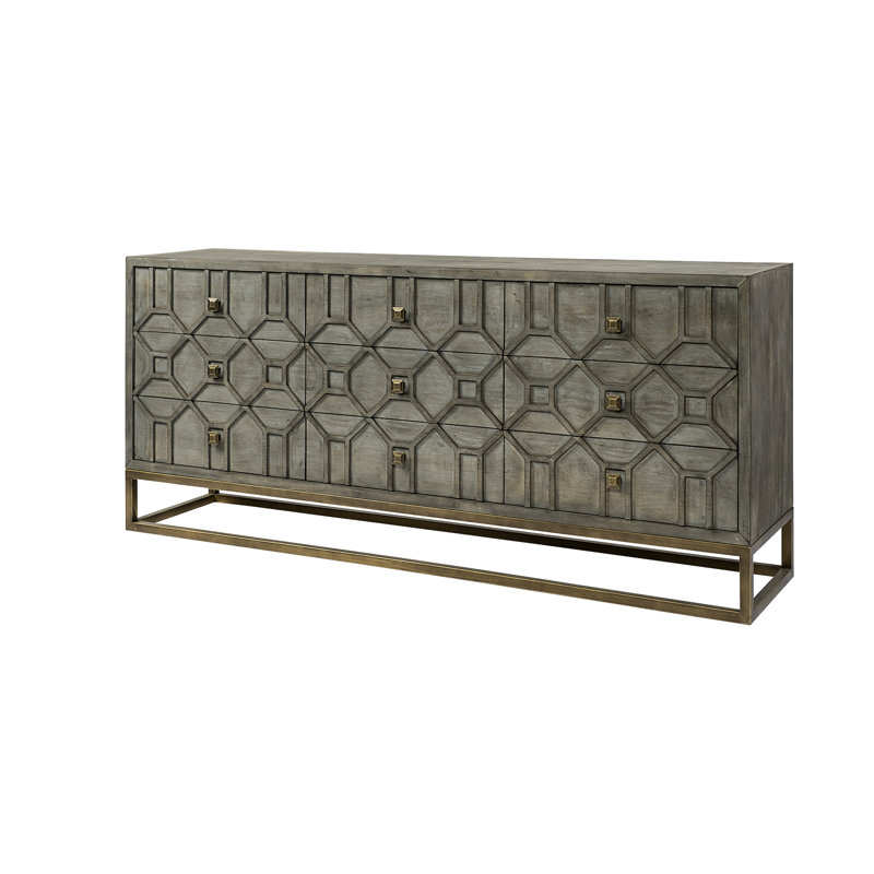 Buffet 9 tiroirs Dezi, Gris