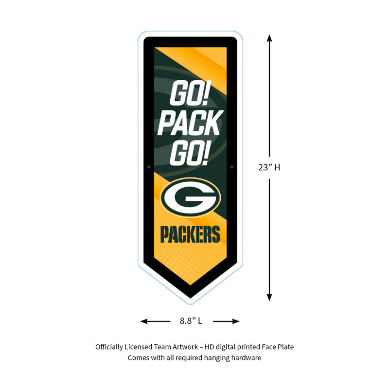 NFL LED Pennant Shaped Lighted Wall Sign, Green Bay Packers