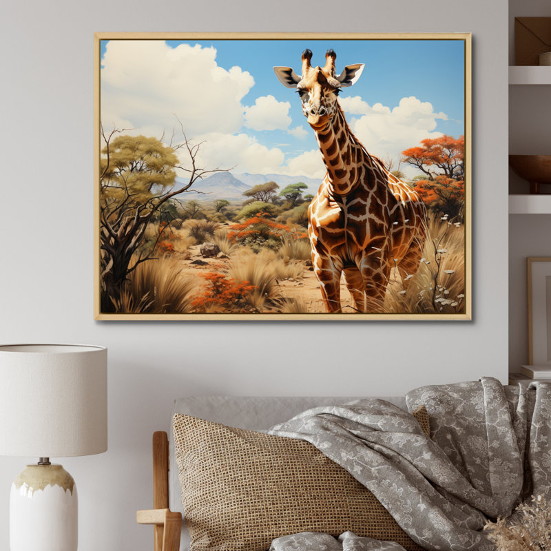 «African Savannah Stroll I» sur toile, H 24 po x l 32 po, Cadre naturel flottant