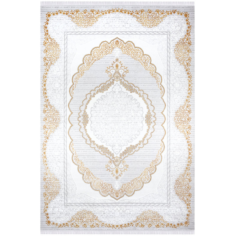 Tapis oriental en polyester tissé à la machine Comstock, Rectangle 6 pi 7 po x 9 pi 6 po