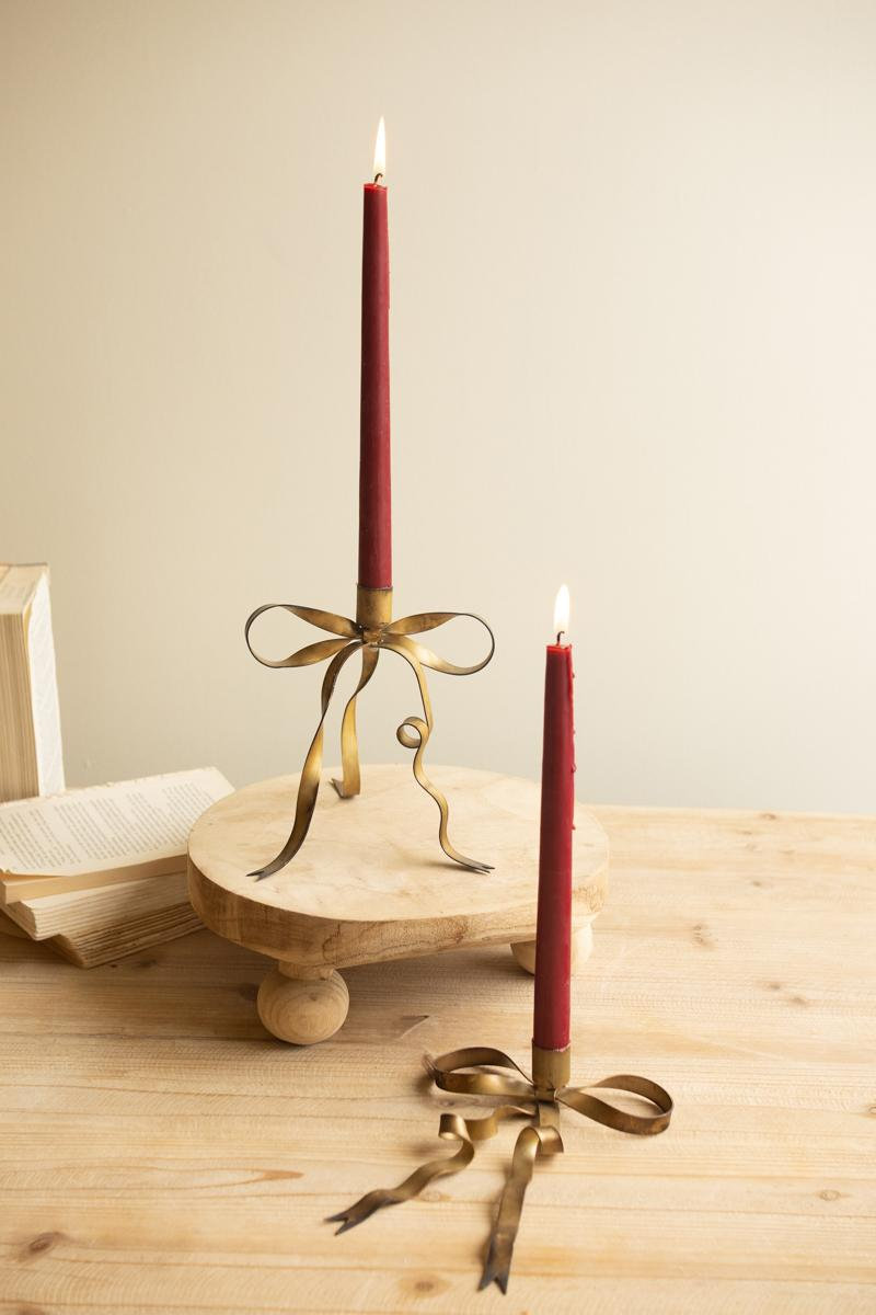 Brass Bow Taper Candlestick Holder, 1