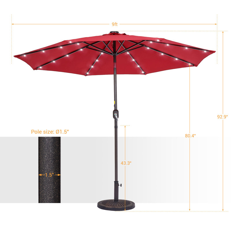 Parasol de marché éclairé 108 po Donza, Rouge