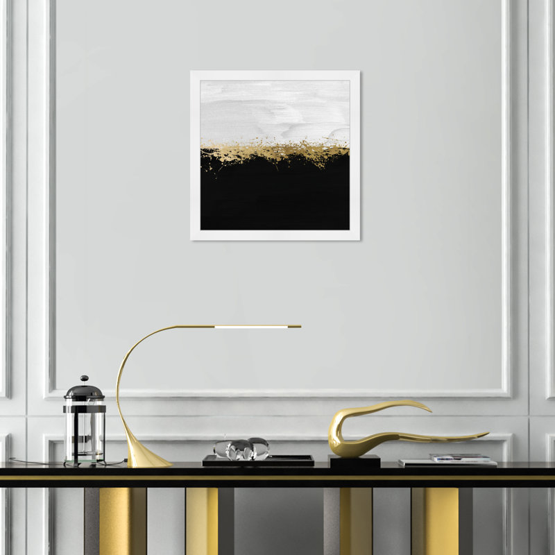 Photographie abstraite noire et blanche aux tons abstraits scandinaves pour le salon, H 18 po x l 18 po, Cadre blanc
