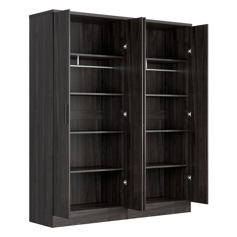 Double Wardrobe With 4 Slim Door!, Tobacco