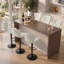Tabouret de bar pivotant à hauteur réglable pour animaux de compagnie avec dossier, tissu technique résistant aux égratignures, repose-pieds et base en métal noir - Chaise de bar durable pour îlot de cuisine, bar de salle à manger, propriétaires d-1806675158-1806675159