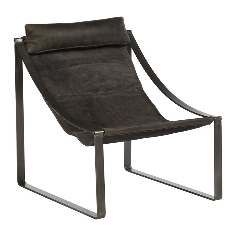 Orono Leather Accent Chair, Ebony