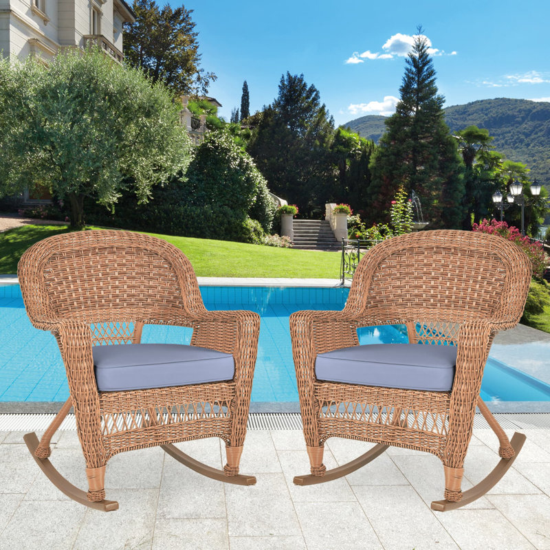 Chaise berçante en osier Raenesha, Miel, Acier