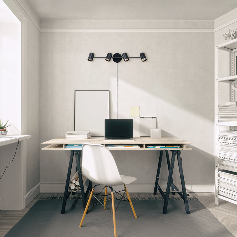 26 Inch 4-Light Matte Black Plug-In Track Lighting with Pivoting Track Heads
