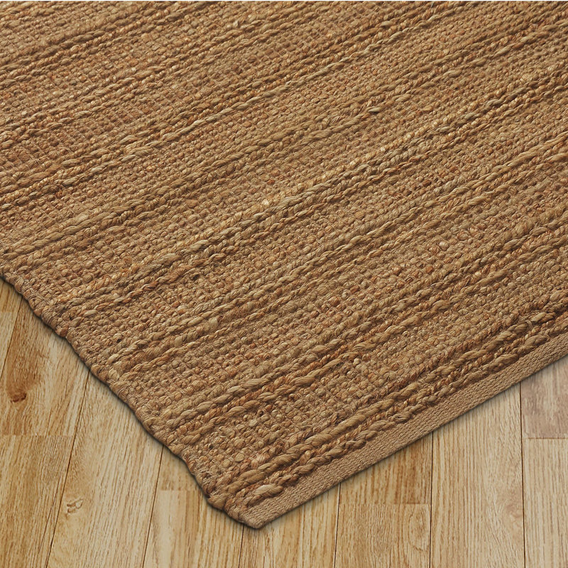 Modern Farmhouse Handmade Natural Fiber Jute Indoor Area Rug with Cotton Backing, Rectangle 2' x 3', Tan