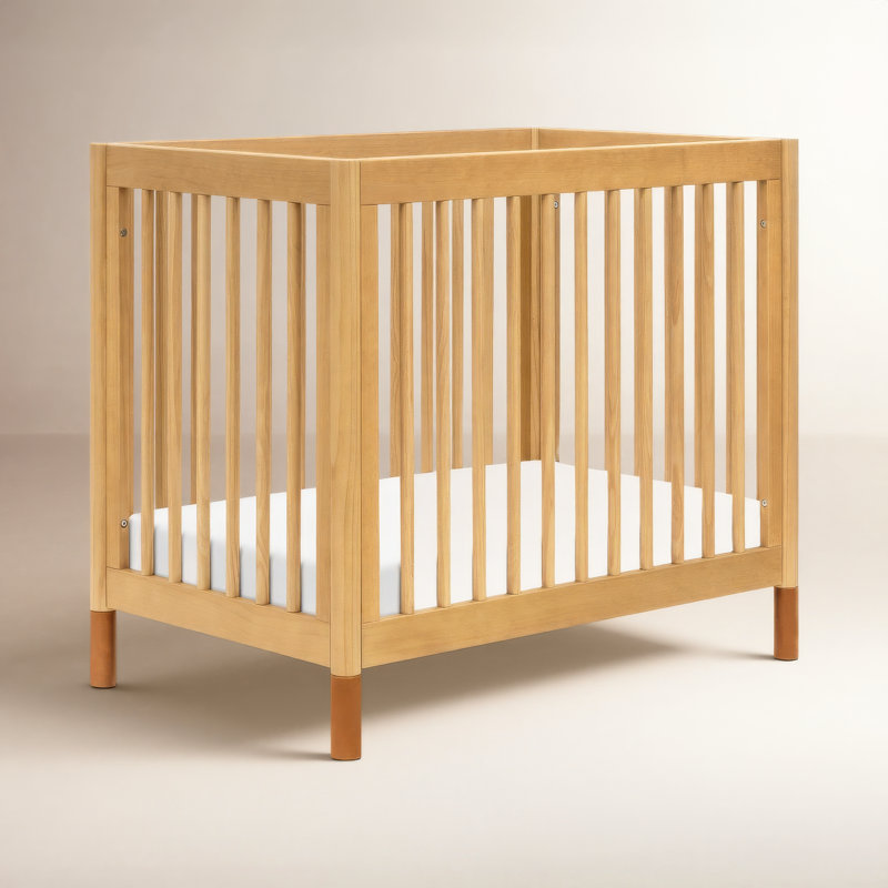 Gelato 4-in-1 Mini Convertible Crib, Honey/Vegan Tan Leather