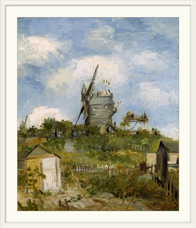 «Le Moulin de Blute-Fin, Montmartre, 1886» par Vincent Van Gogh - reproduction, H 32 po x l 28 po x P 1 po, Cadre blanc