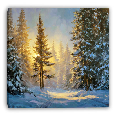 «Golden Winter Path», art mural sur toile tendue