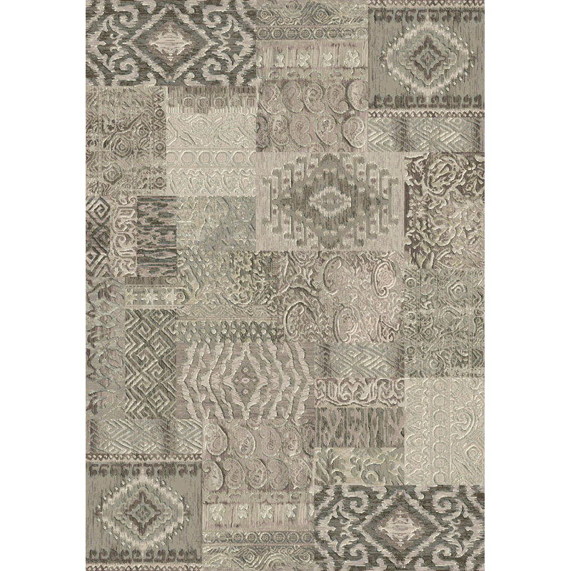 Tapis gris clair Dobromir Ikat, Rectangle 2 pi x 3 pi 11 po