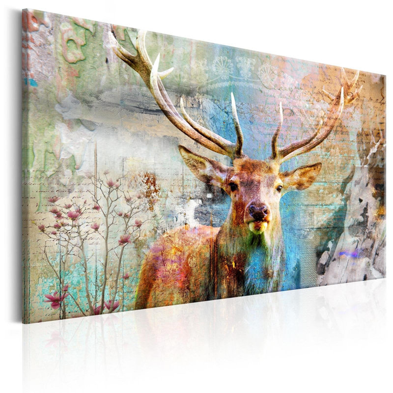 Cerf de Penitas sur bois sur toile, H 24 po x l 36 po x P 0,7 po