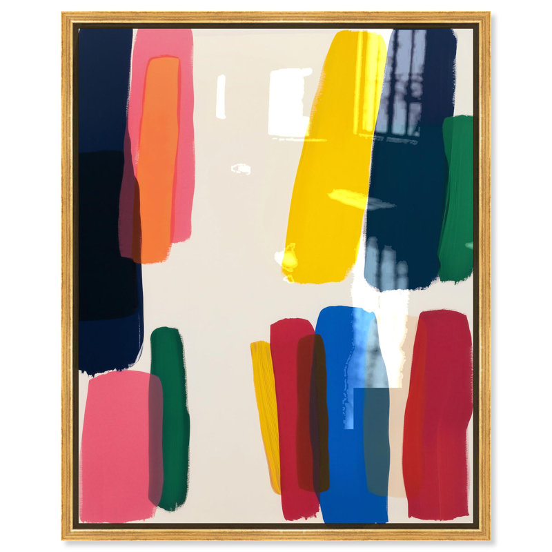 Oliver Gal CaliSunset Abstract - Hand-Applied Glass Coat Framed Canvas Art, 30" H x 24" W, Cream
