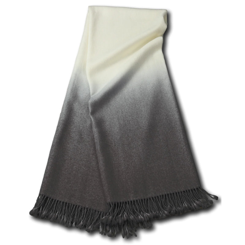 Hand-dyed Ombre Baby Alpaca Throw Blanket, Pewter
