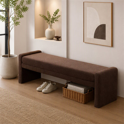 Banc rembourré de 66,9 po pour lit de bout, banc de salle à manger et de salle à manger surdimensionné, banc de tabouret avec repose-pieds pour chambre d'amis, réception, chambre à coucher, couloir et salon