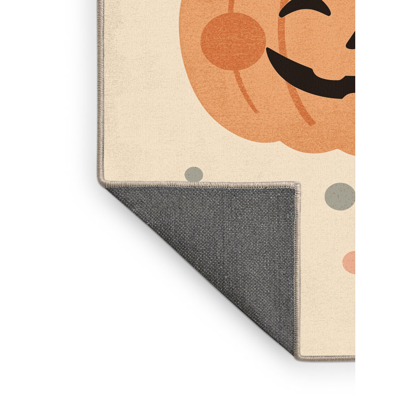 Soft Plush Fergus Halloween Modern & Contemporary Abstract Area Rug in Beige – Beige Binding, 7x10