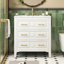 Ensemble de meuble-lavabo simple 30 po avec 3 tiroirs, meuble-lavabo autoportant avec cadre en bois massif 30 po, blanc-2077507302