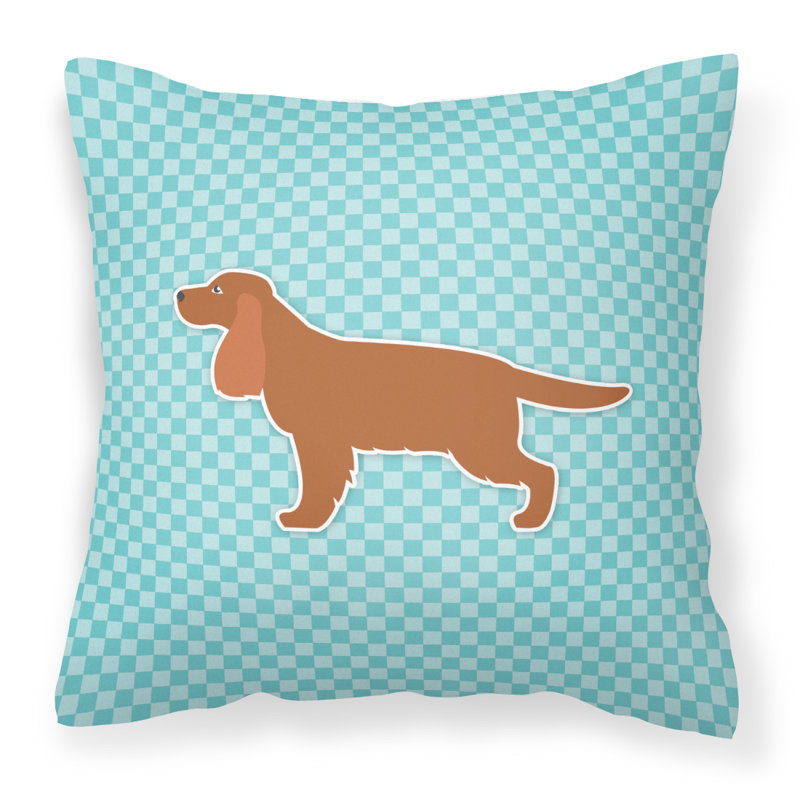 Coussin décoratif intérieur/extérieur english robinet épagneul, H 18 po x l 18 po x P 3 po, Bleu